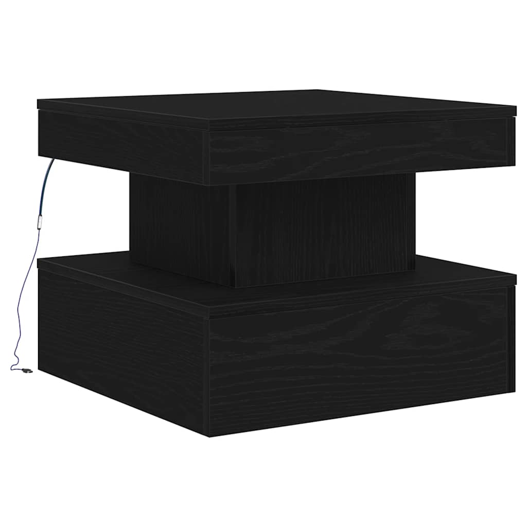 Salongbord Med Led-Lys Svart Eik 50X50X40 Cm