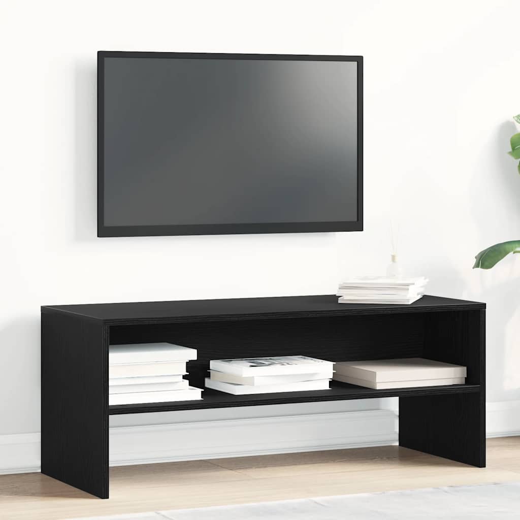 Tv-Benk Svart Eik 100X40X40 Cm Konstruert Tre