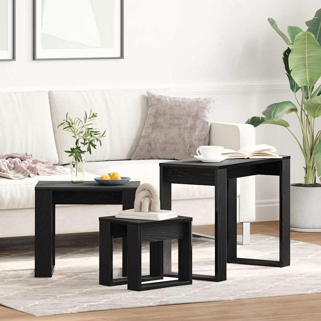 Nesting Bord 3 Pcs Svart Eik 61 X 28 X 47 Cm Konstruert Tre