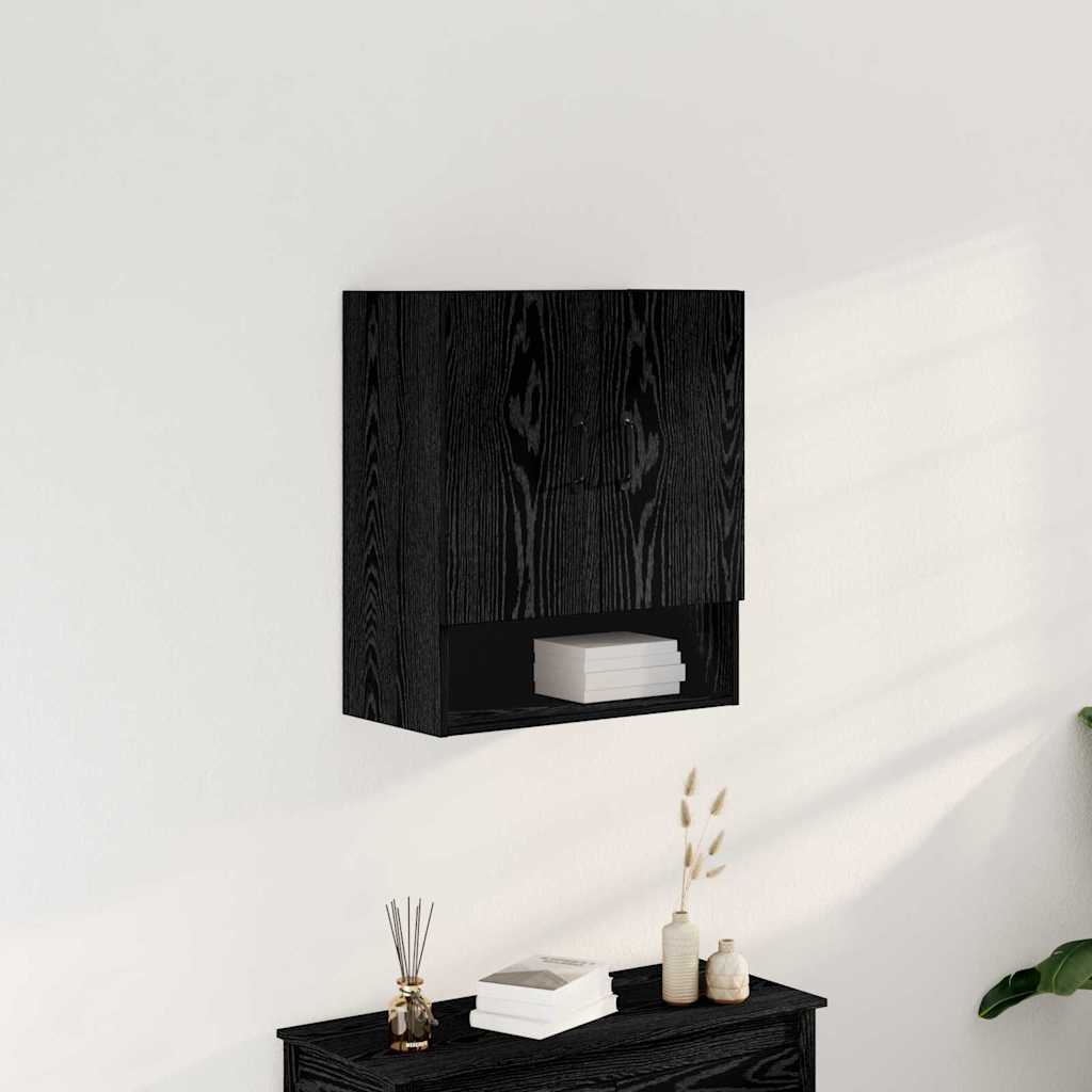 Veggskap Svart Eik 60 X 30 X 70 Cm Konstruert Tre