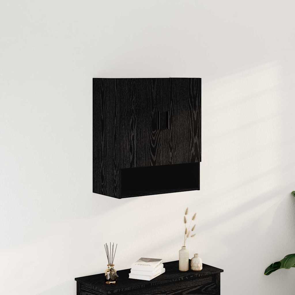 Veggskap Veggmontert Svart Eik 60 X 31 X 70 Cm Konstruert Tre