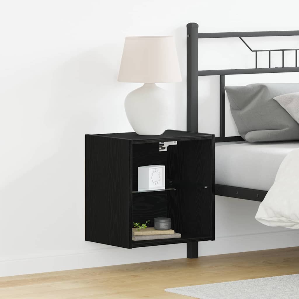 Flytende Hylle Med Hylle Svart 40 X 28.5 X 40 Cm Konstruert Tre