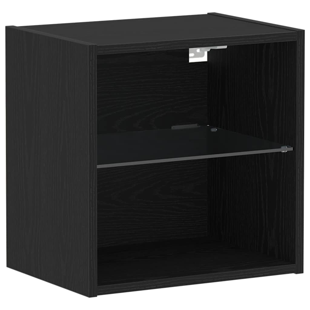 Flytende Hylle Med Hylle Svart 40 X 28.5 X 40 Cm Konstruert Tre