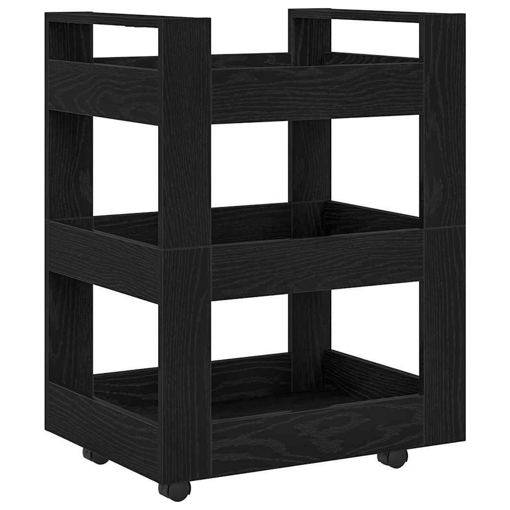 Kjøkkenvogn Svart Eik 60 X 45 X 80 Cm Konstruert Tre