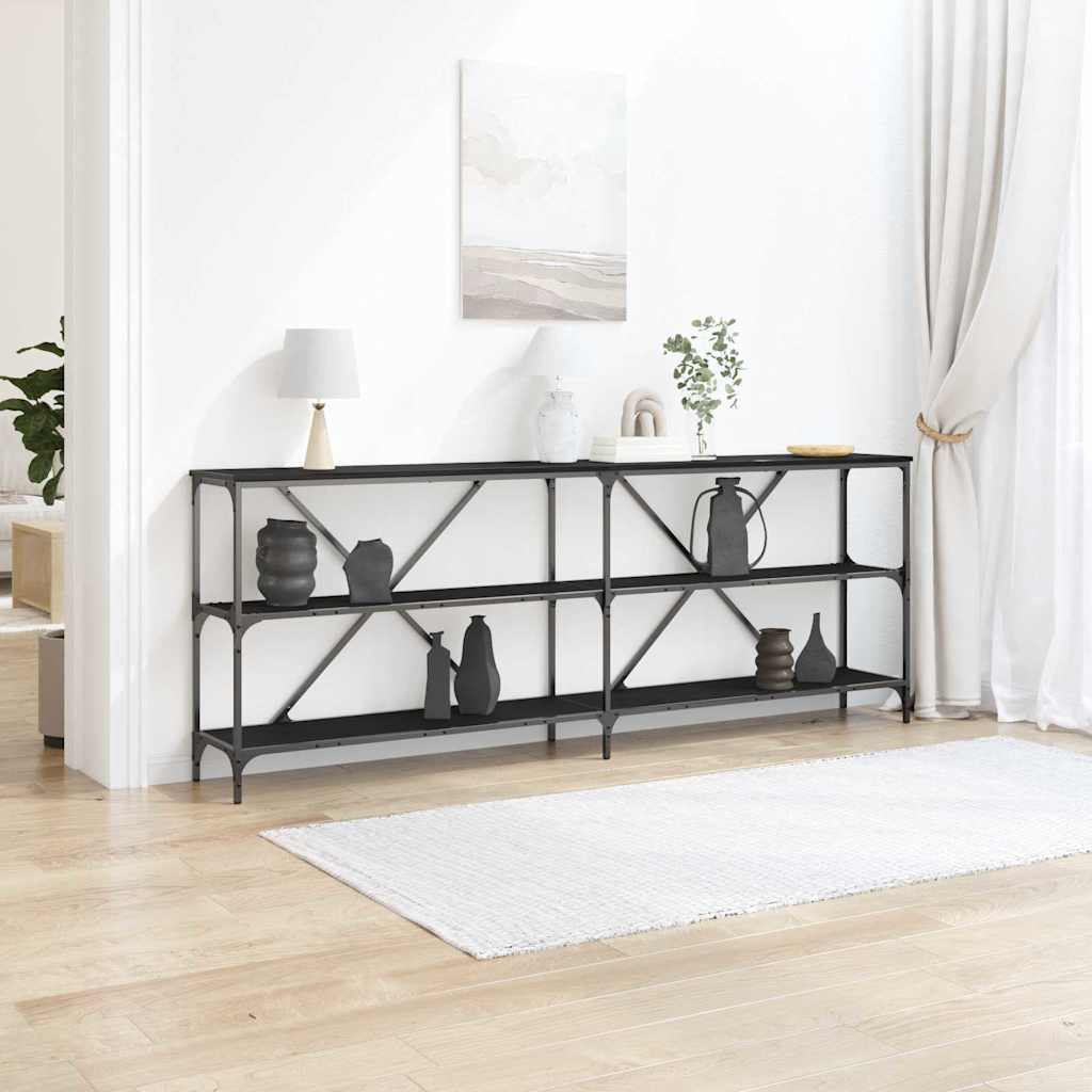 Konsollbord Med Hylle Annet Svart Eik 180 X 30 X 75 Cm