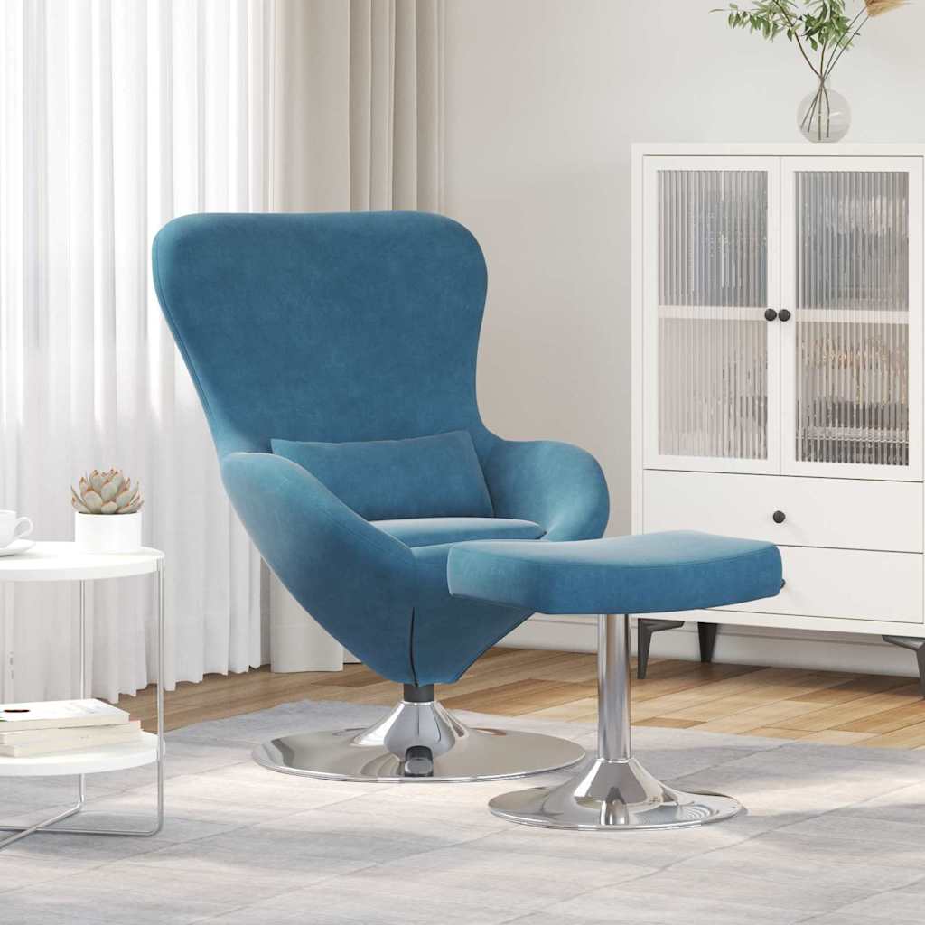 Eggstol Med Fototstol Blå 63 X 73 X 90 Cm Fløyel
