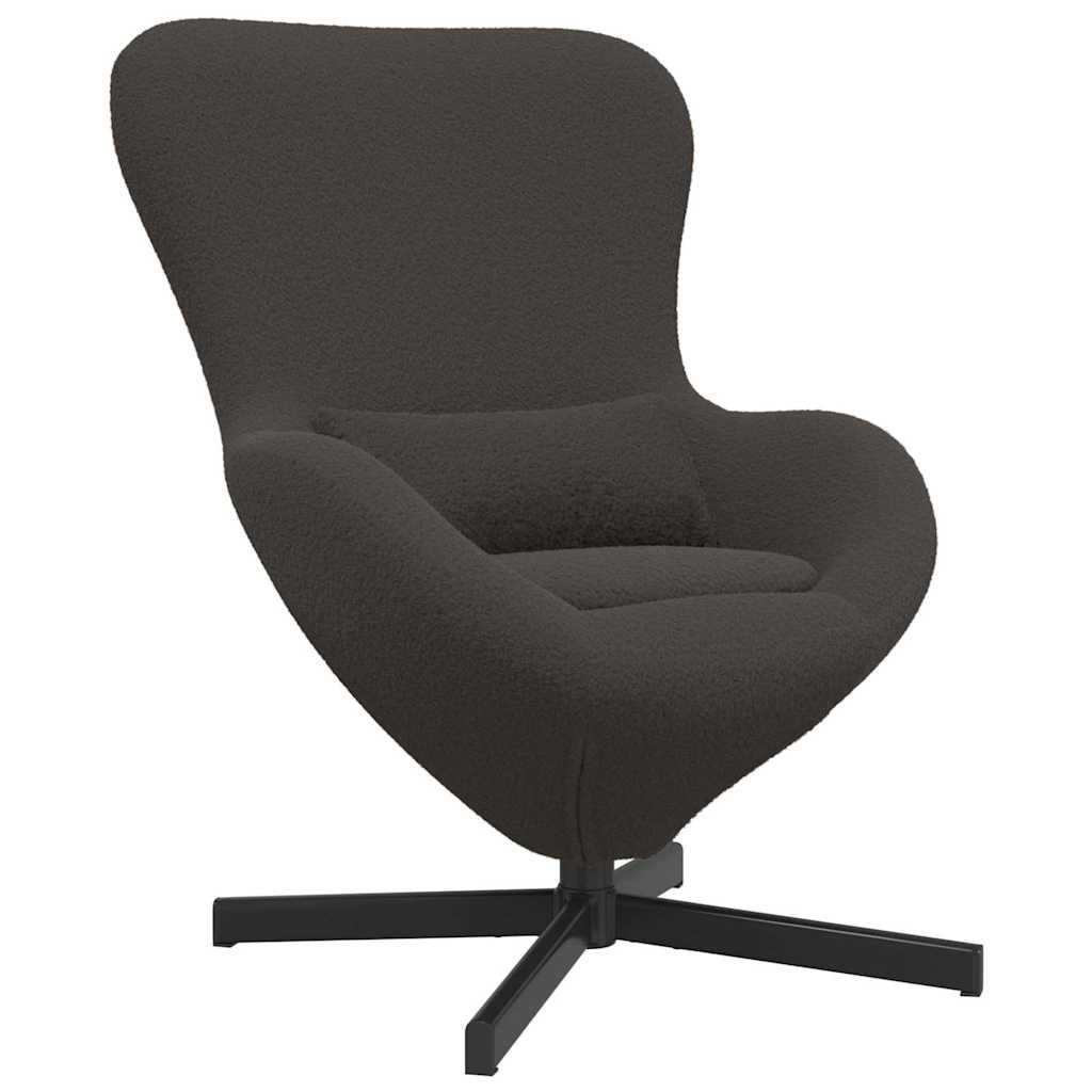 Eggstol Mørke Grå 63 X 73 X 90 Cm Krøllete Ull-Lignende Stoff