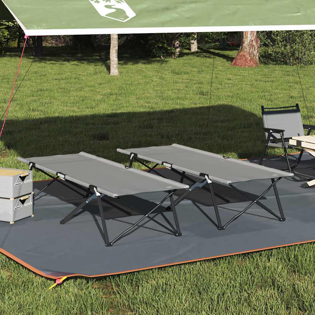 Sammenleggbar Camping Seng 2 Pcs Grå 206 X 76 X 74 Cm