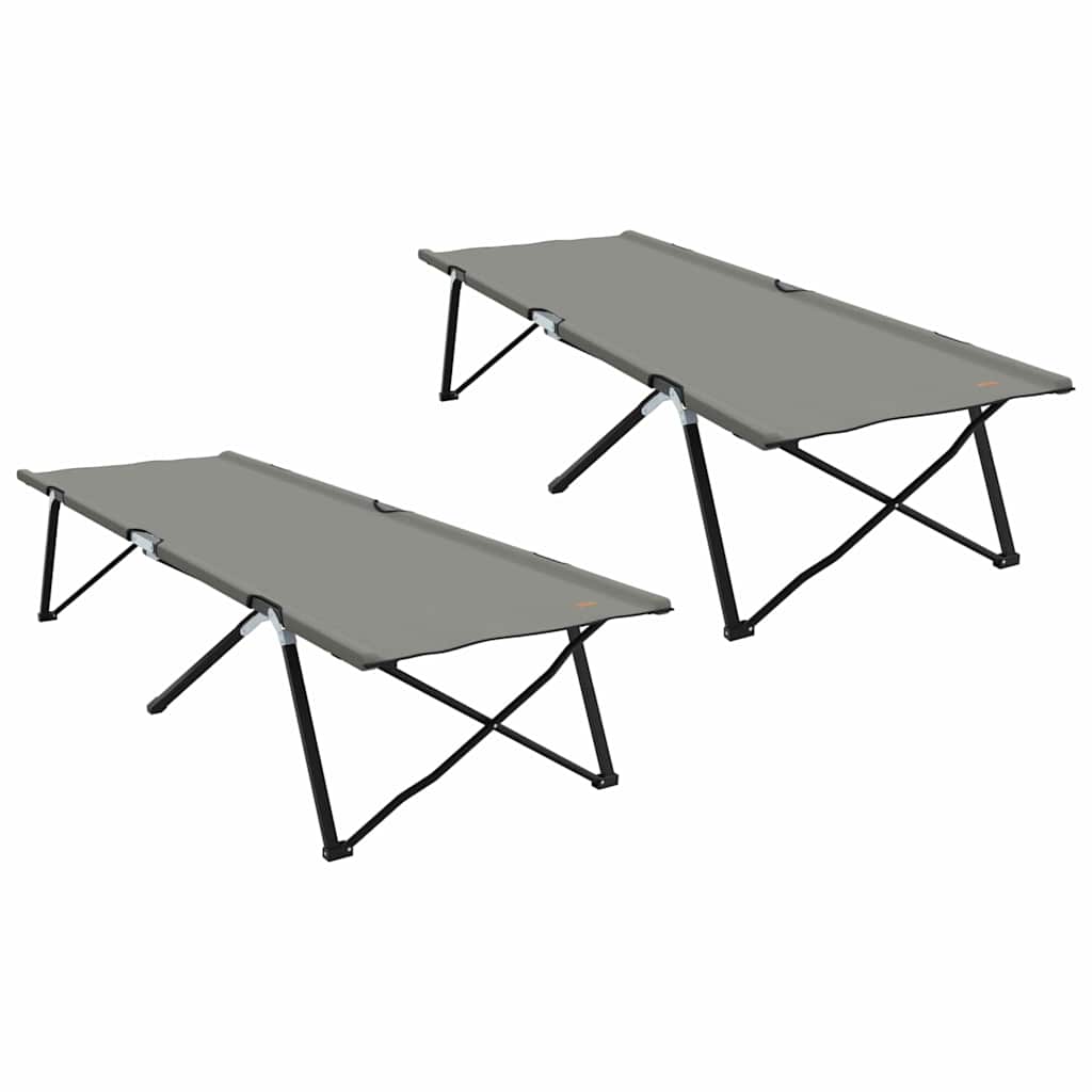 Sammenleggbar Camping Seng 2 Pcs Grå 206 X 76 X 74 Cm