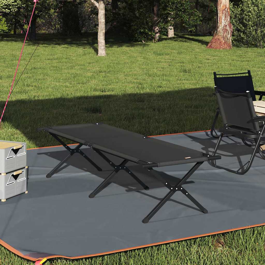 Sammenleggbar Camping Seng Svart Oxford-Stoff