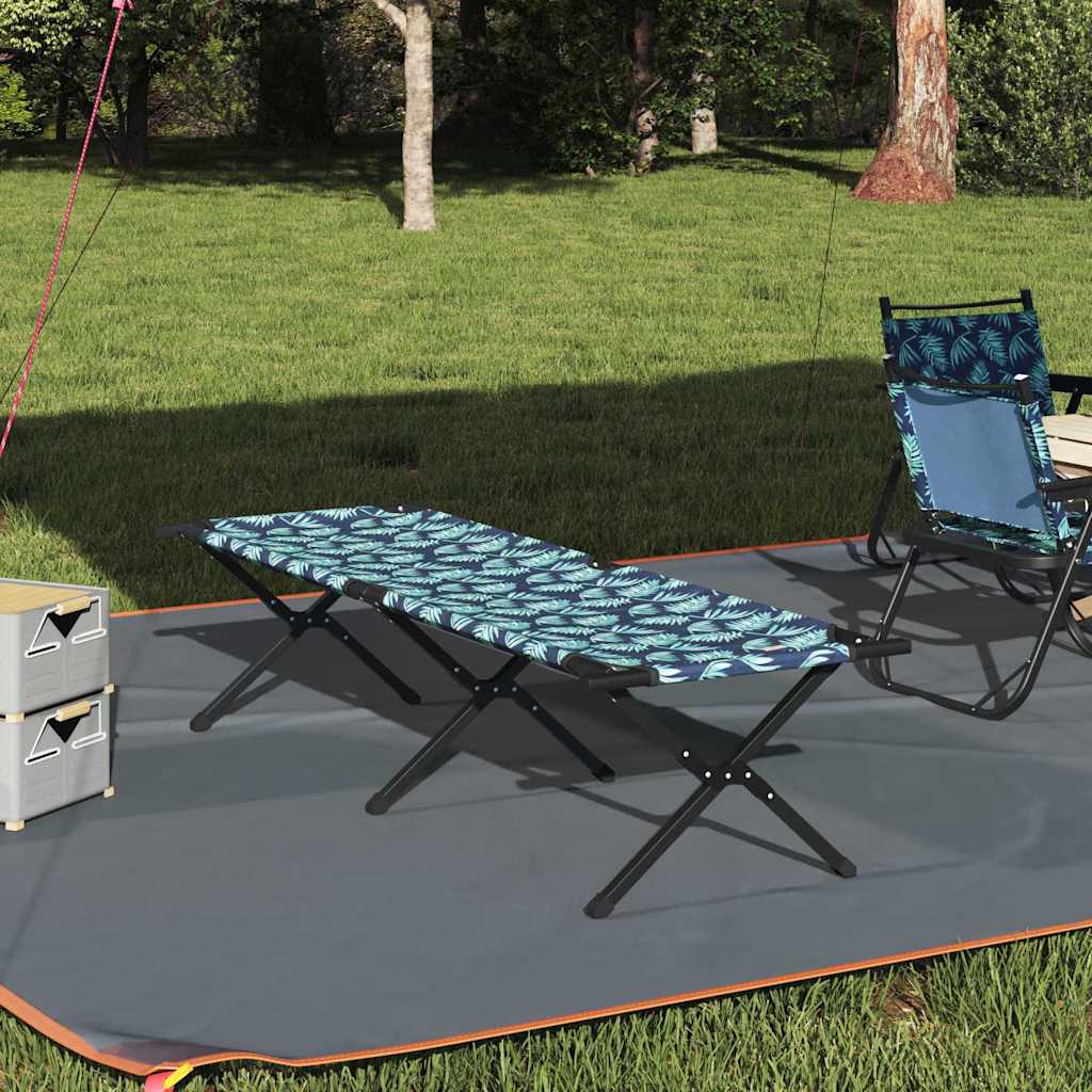 Sammenleggbar Camping Seng Bladmønster Oxford-Stoff