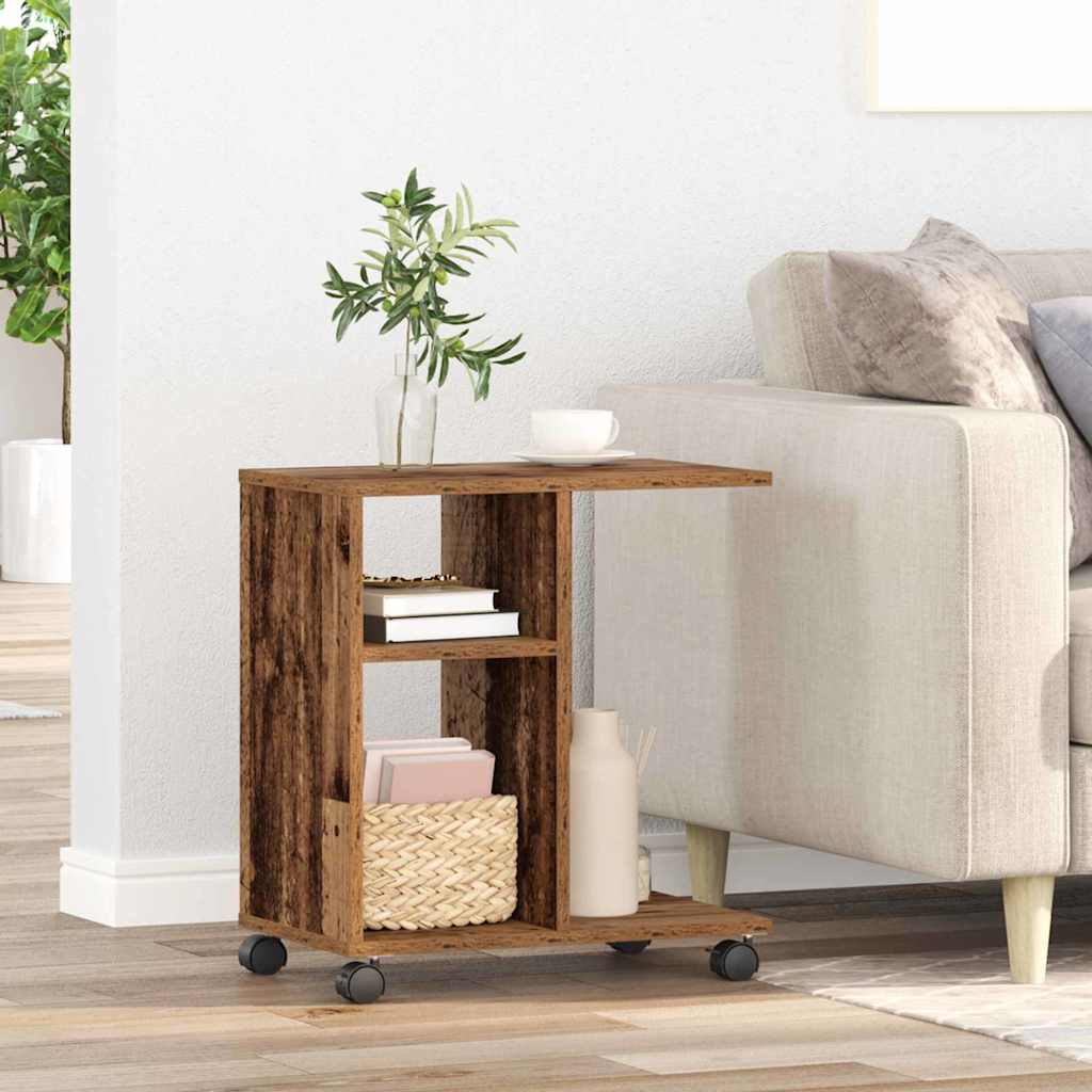 Sidebord Med Hylle Gammelt Tre 50 X 30 X 55 Cm Konstruert Tre