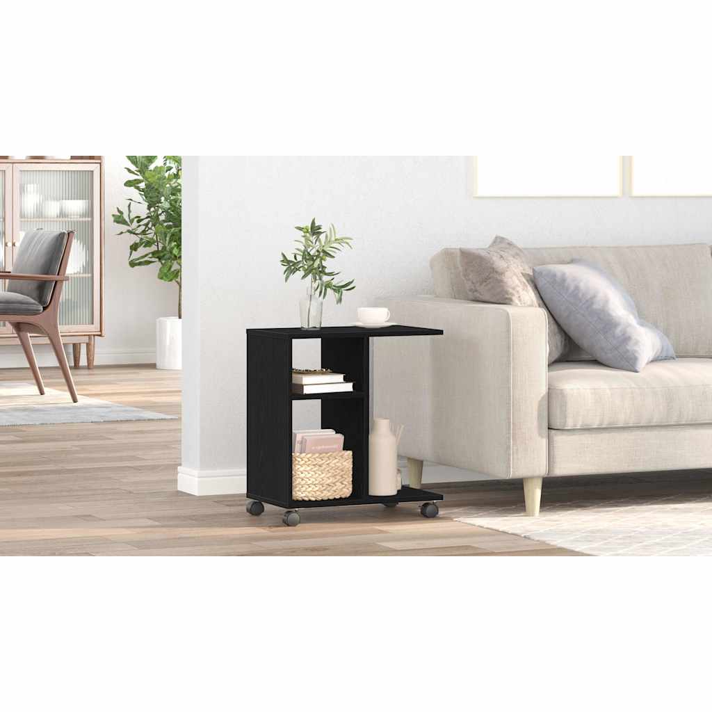 Sidebord Med Hylle Svart Eik 50 X 30 X 55 Cm Konstruert Tre
