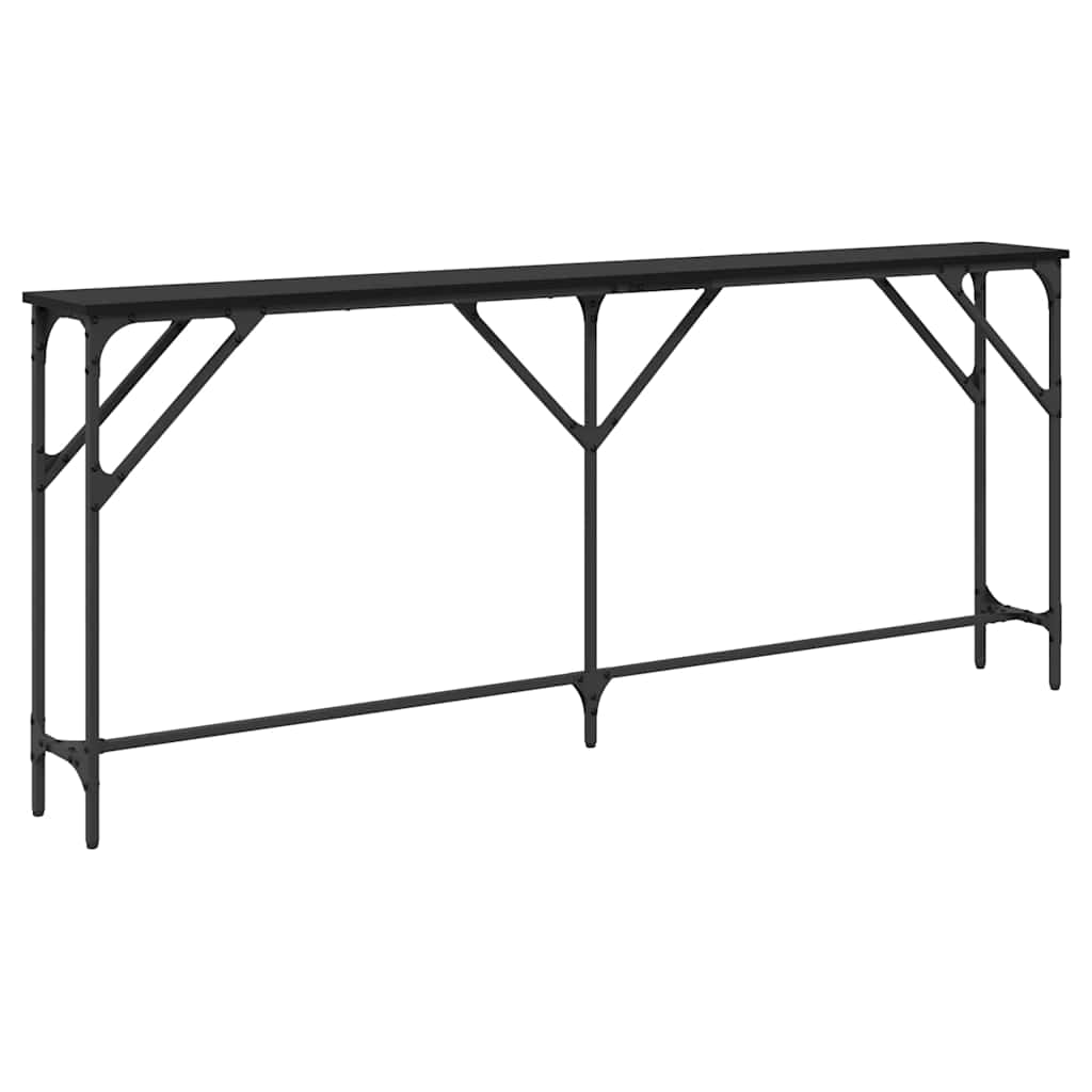 Konsollbord Svart Eik 180 X 23 X 75 Cm Ingeniørtre Og Metall