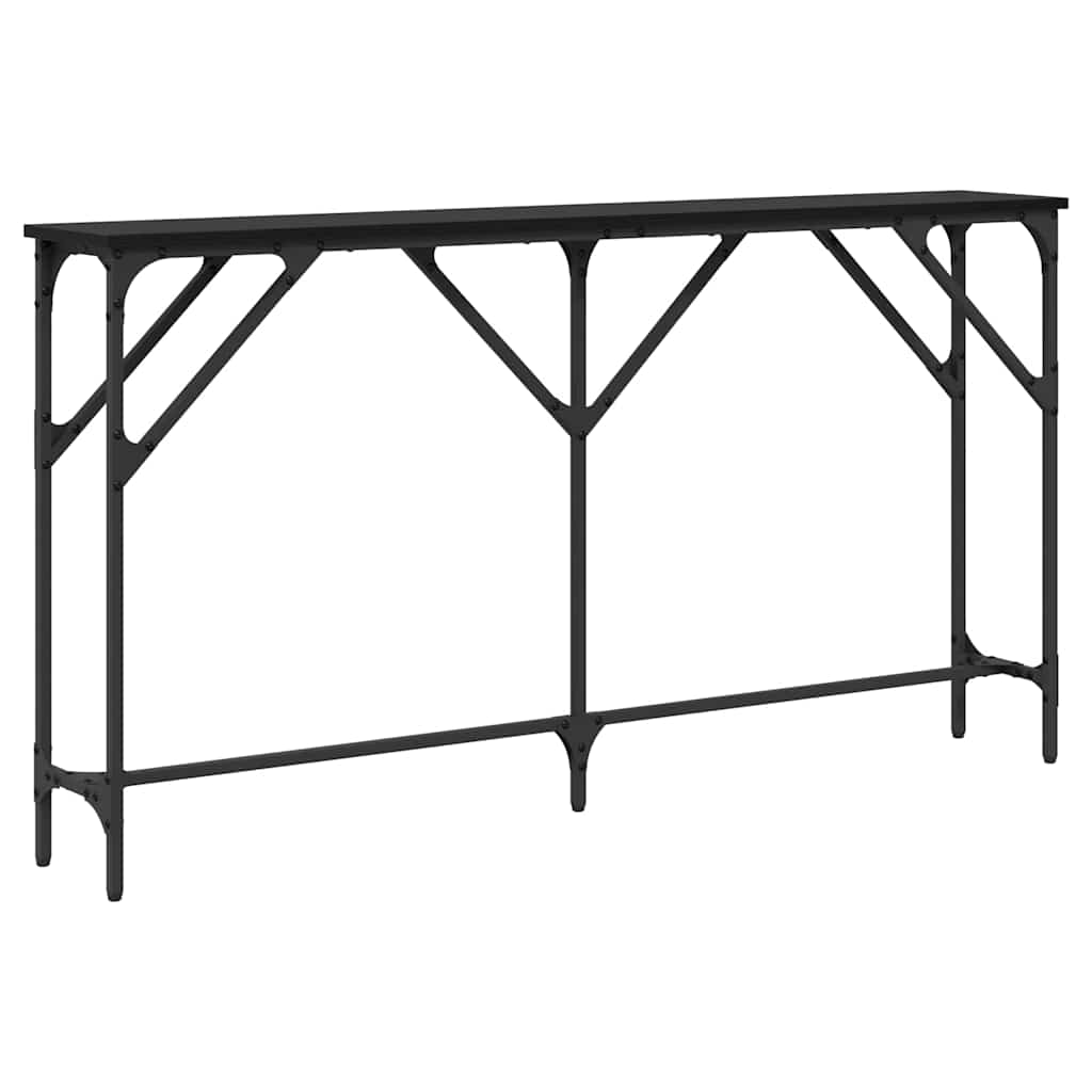 Konsollbord Svart Eik 140 X 23 X 75 Cm Ingeniørtre Og Metall