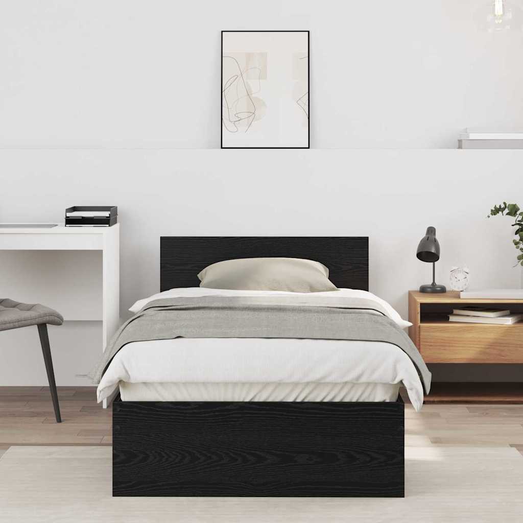 Sengestamme Med Hodegjerde Svart Eik 75 X 190 Cm Konstruert Tre