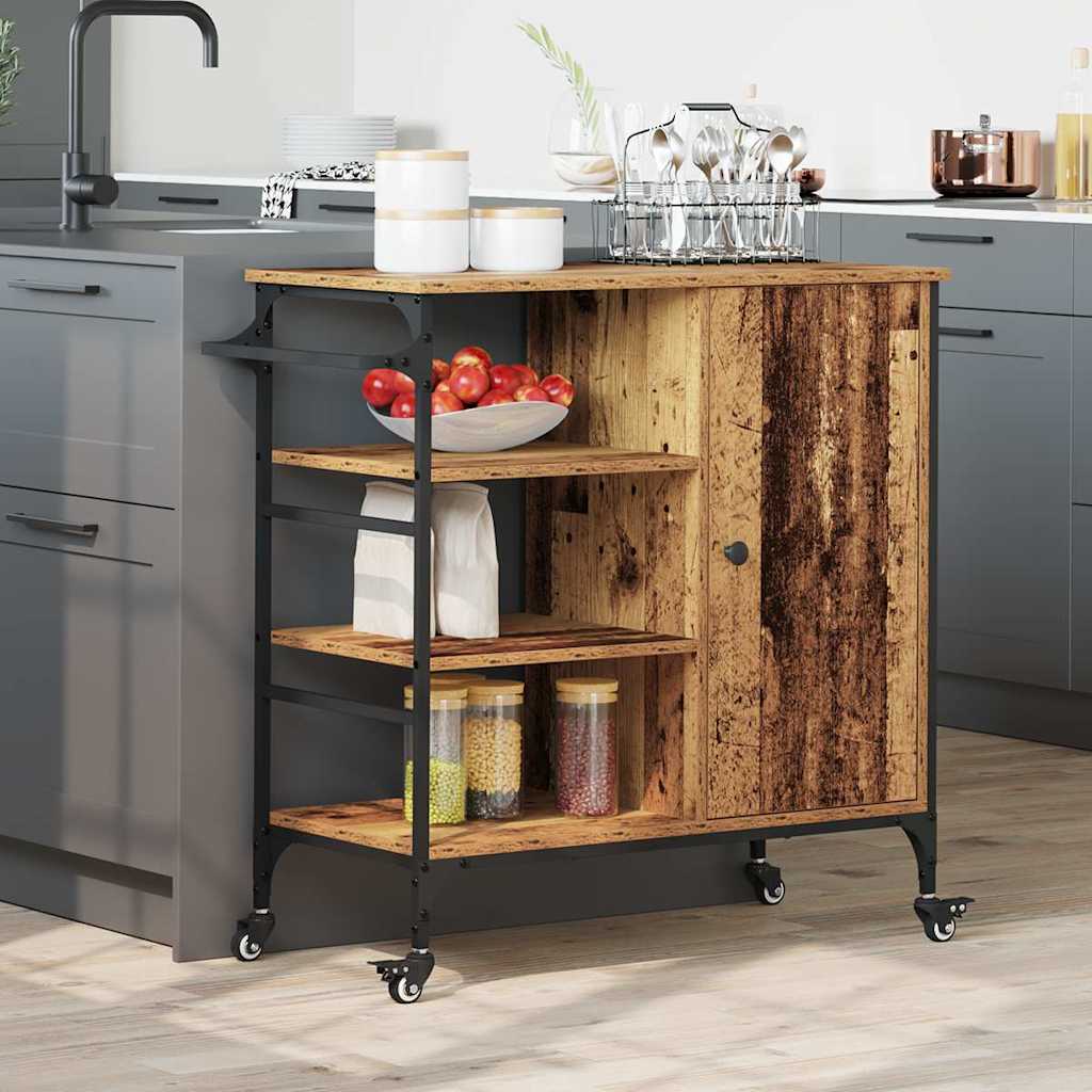 Kjøkkenvogn Gammelt Tre 87,5 X 38,5 X 84,5 Cm Konstruert Tre