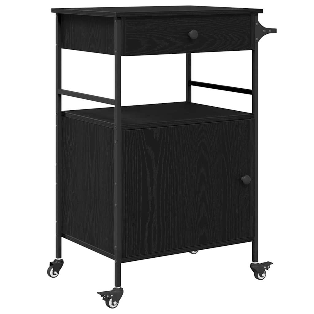 Kjøkkenvogn Svart Eik 56 X 43 X 89.5 Cm Konstruert Tre