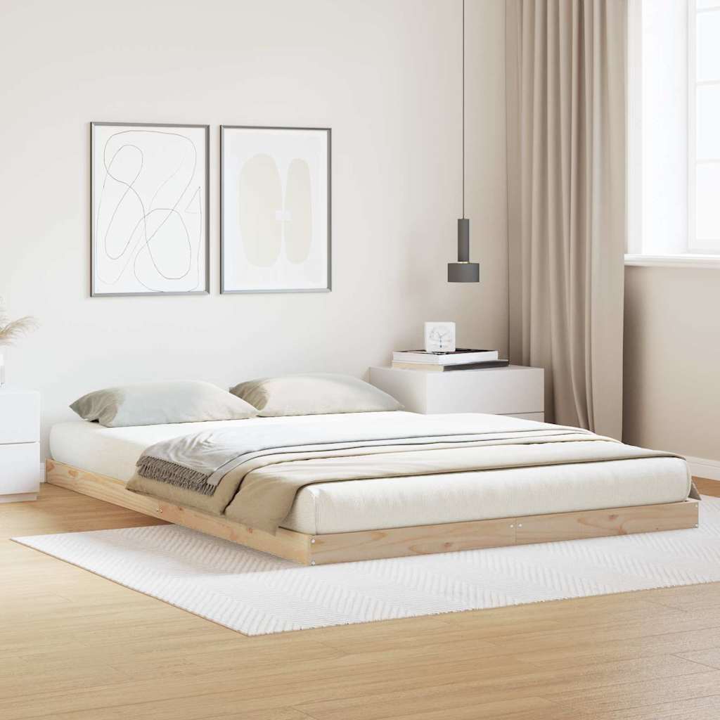 Gulvbedramme Naturlig 140 X 220 Cm Massivt Furutre
