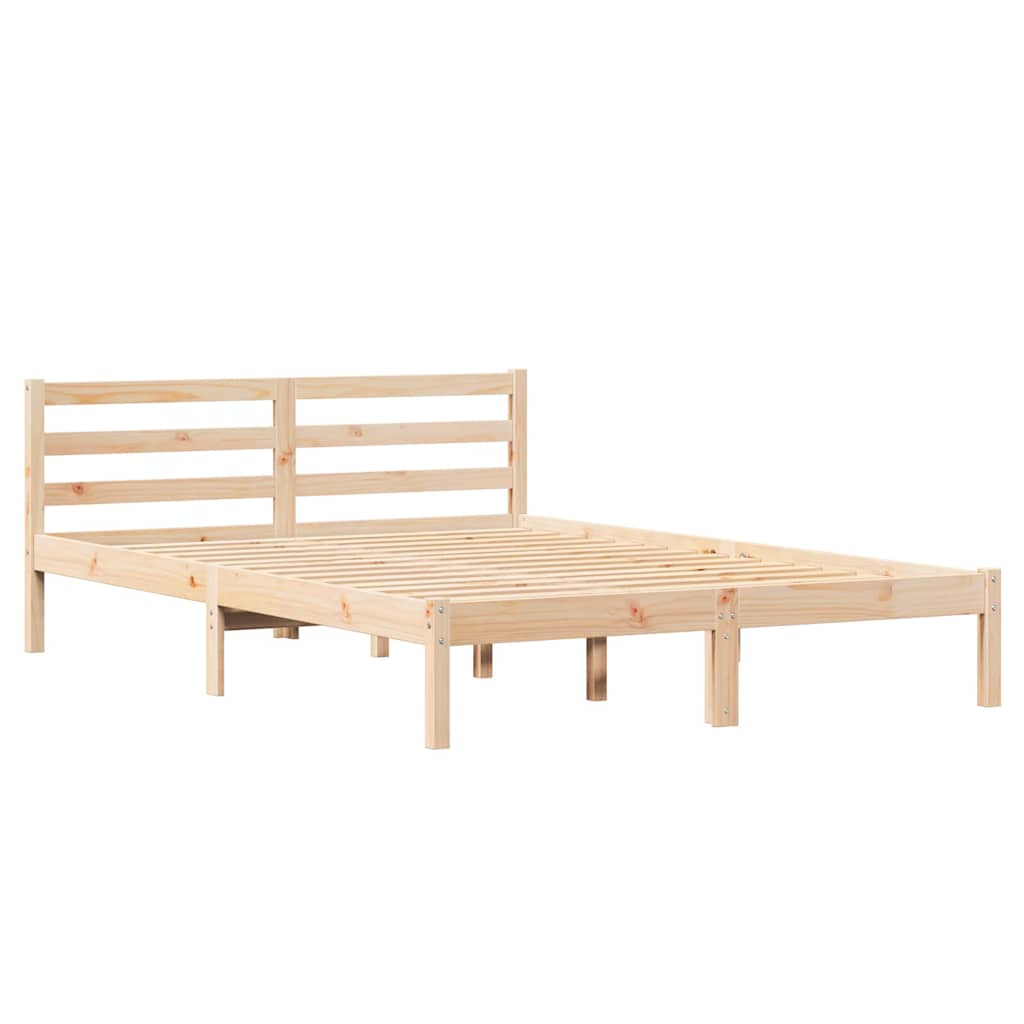 Sengeramme Med Hodegjerde Brun 220 X 140 Cm Heltre Furu