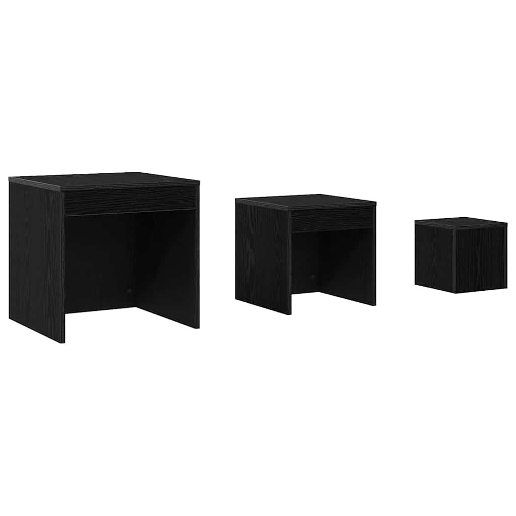 Salongbord Annet 3 Pcs Svart Eik Konstruert Tre