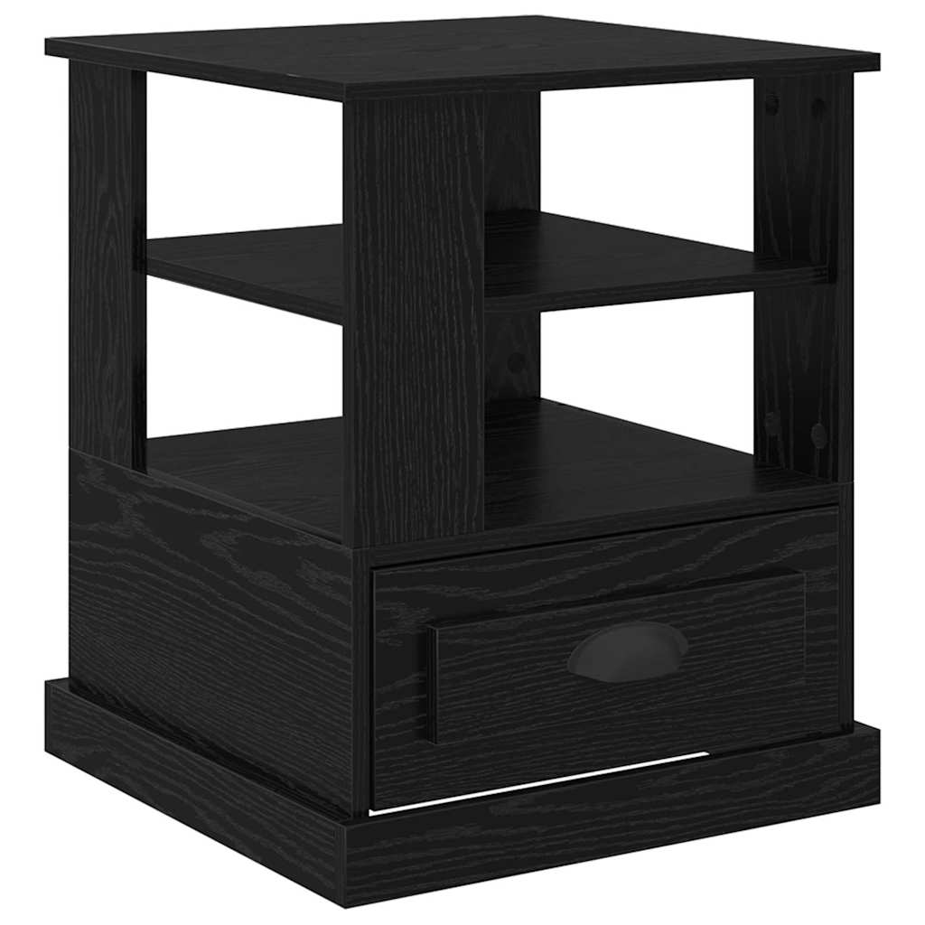 Nattbordskap Med Skuff Svart Eik 50 X 50 X 60 Cm Konstruert Tre