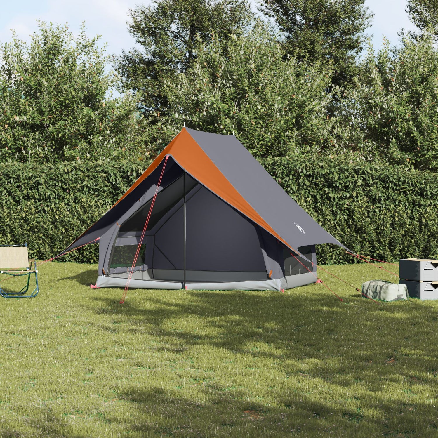 Camping Telt A-Frame 3-Person Grå Og Oransje Vanntett