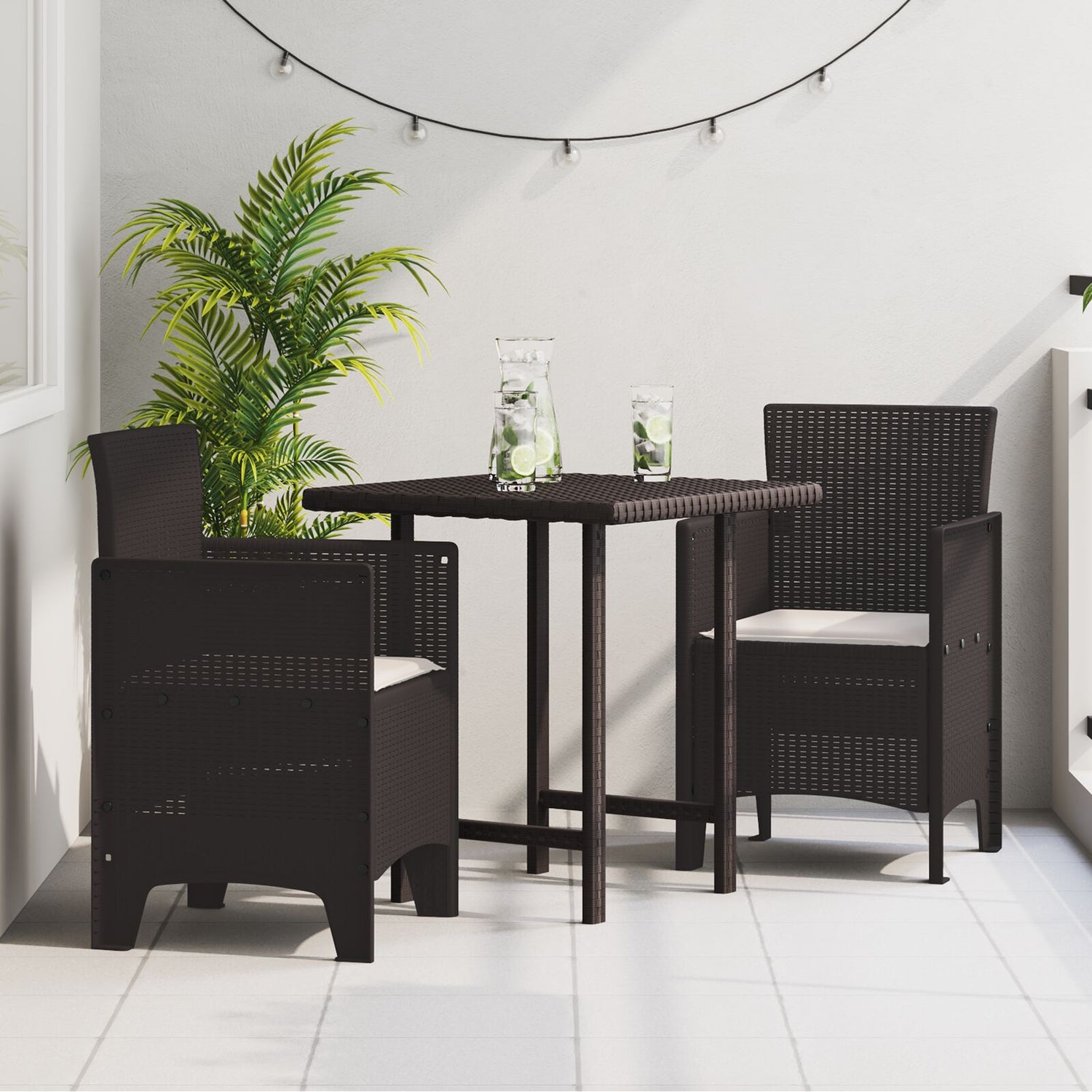 Hagemøbler Med Puter Sett Med 2 Brun, Taupe Plast, Polyester