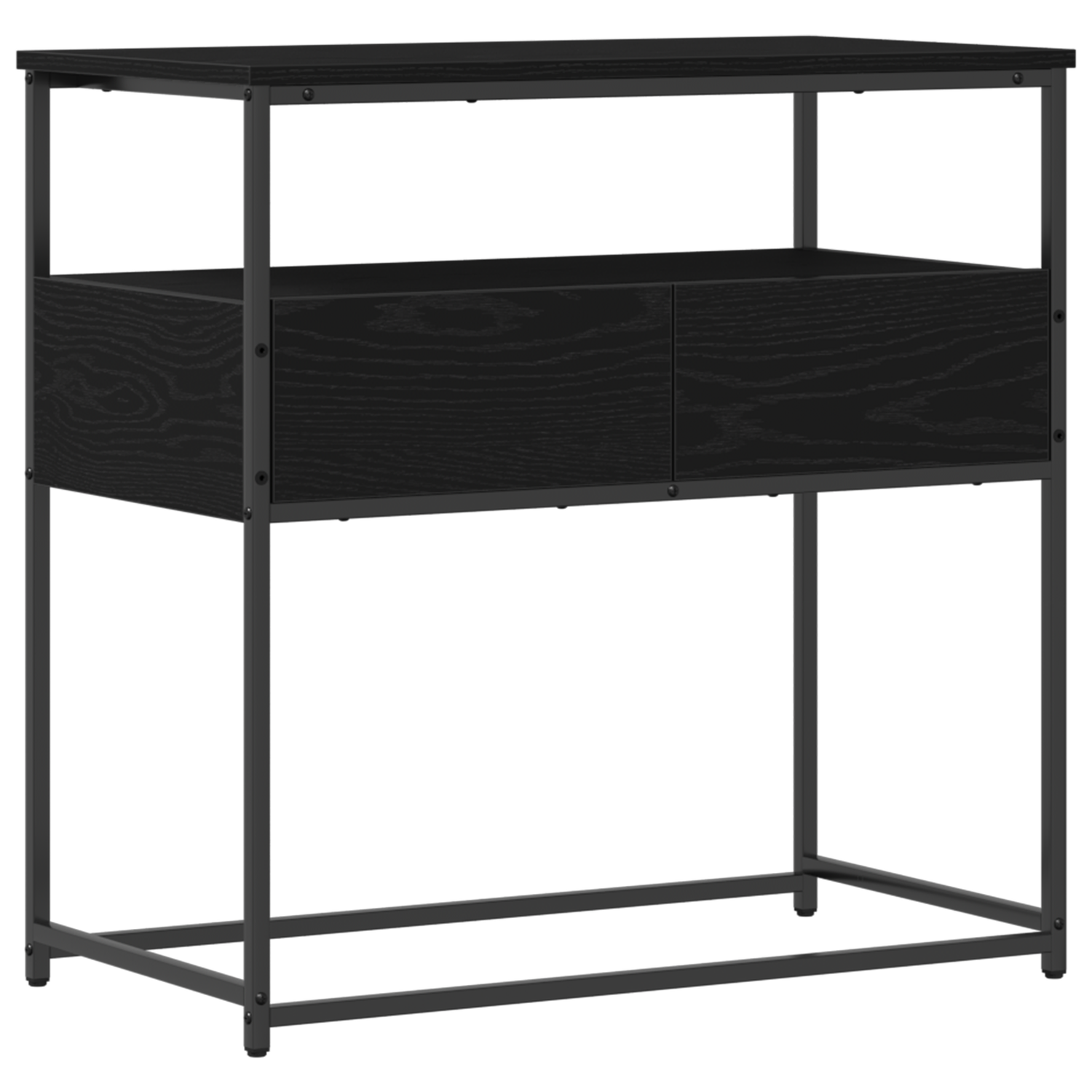 Konsollbord Svart Eik 75 X 40 X 75 Cm Ingeniørtre Og Metall