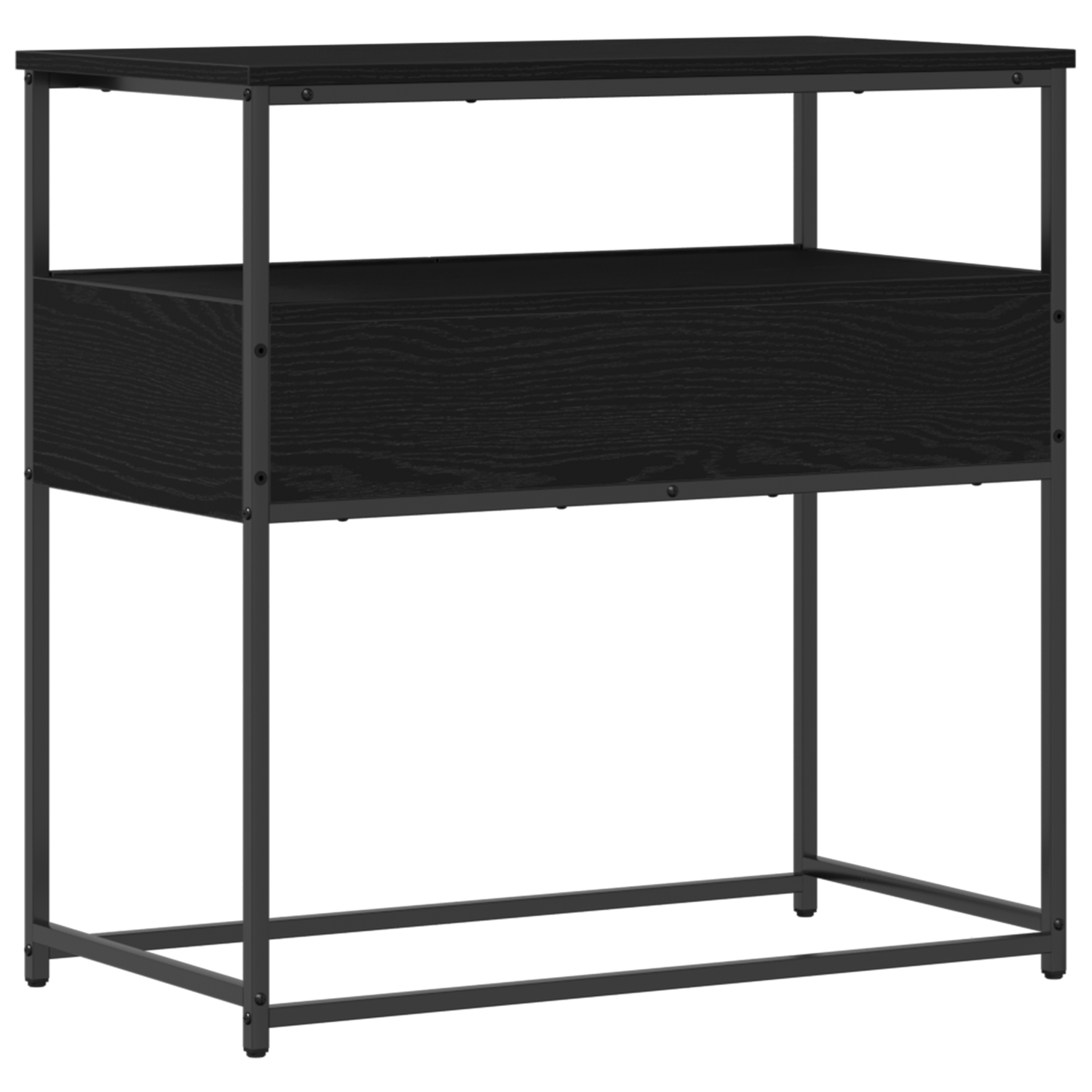 Konsollbord Svart Eik 75 X 40 X 75 Cm Ingeniørtre Og Metall