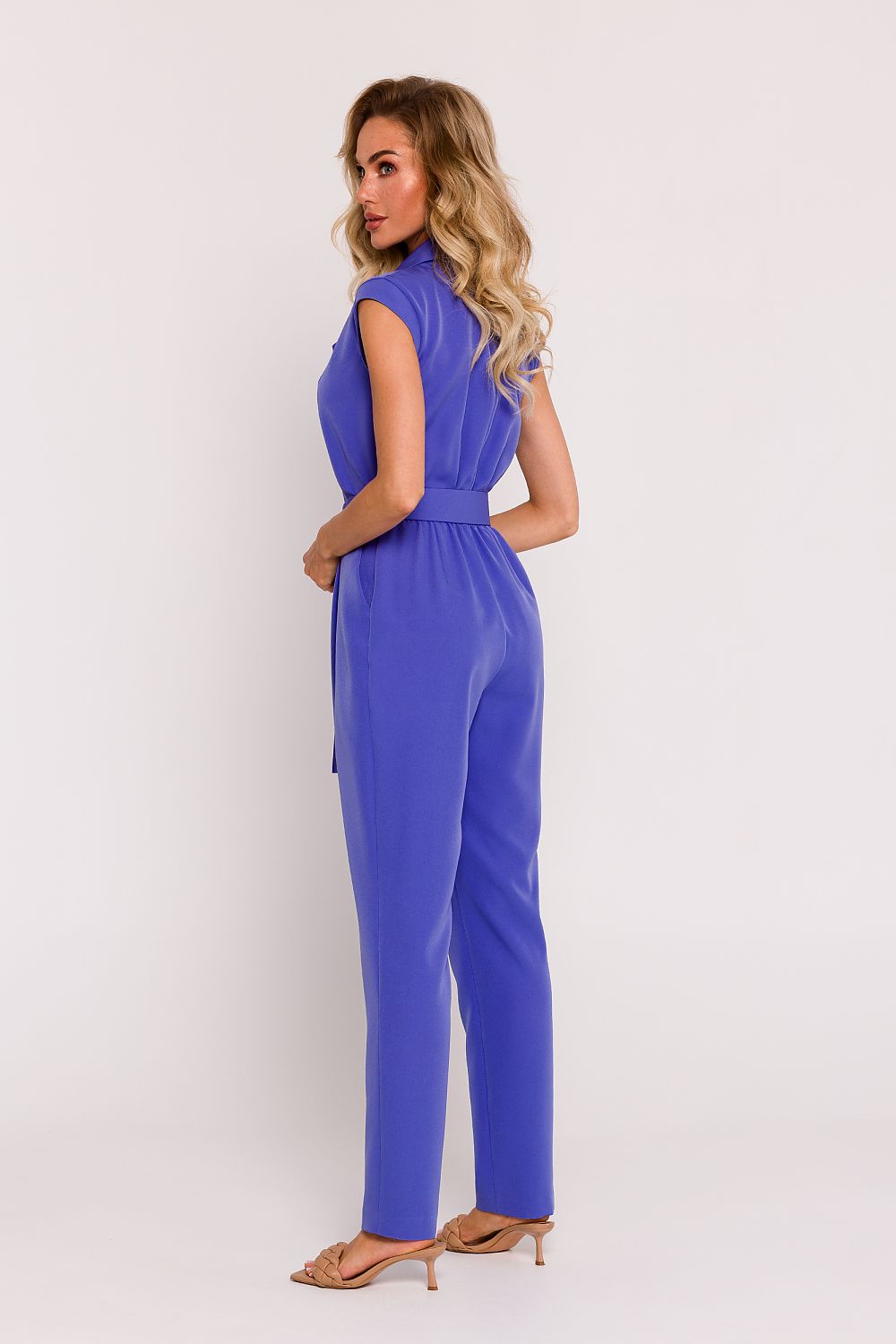 Jumpsuit - Moe til dame fra MS StyleHaven, laget av polyester, farge Blå, størrelse XL, med short ermer, perfekt til dress
