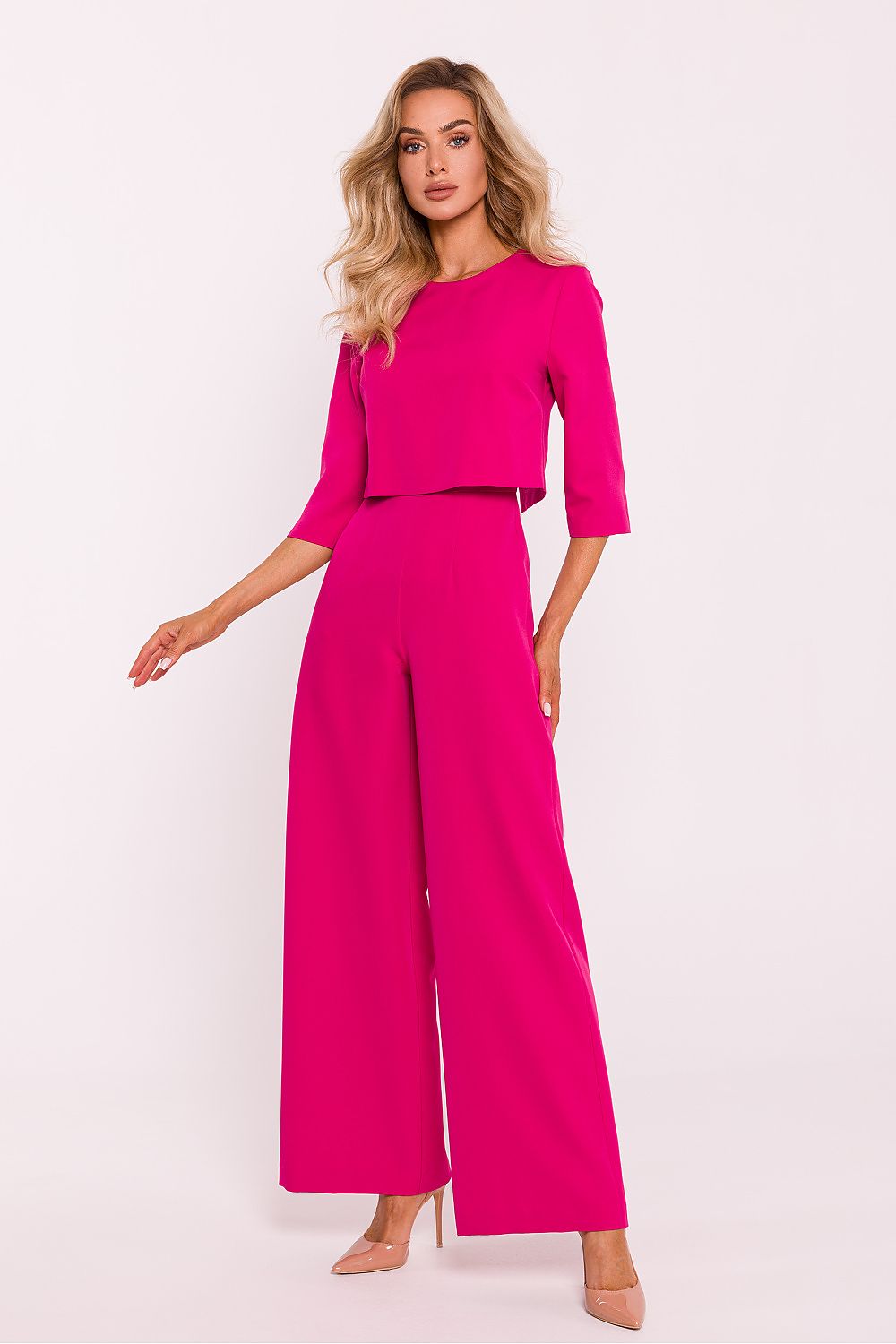 Buksedress / Jumpsuit - Moe til dame fra MS StyleHaven, laget av polyester, farge Rosa, størrelse s, med short ermer, perfekt til dress