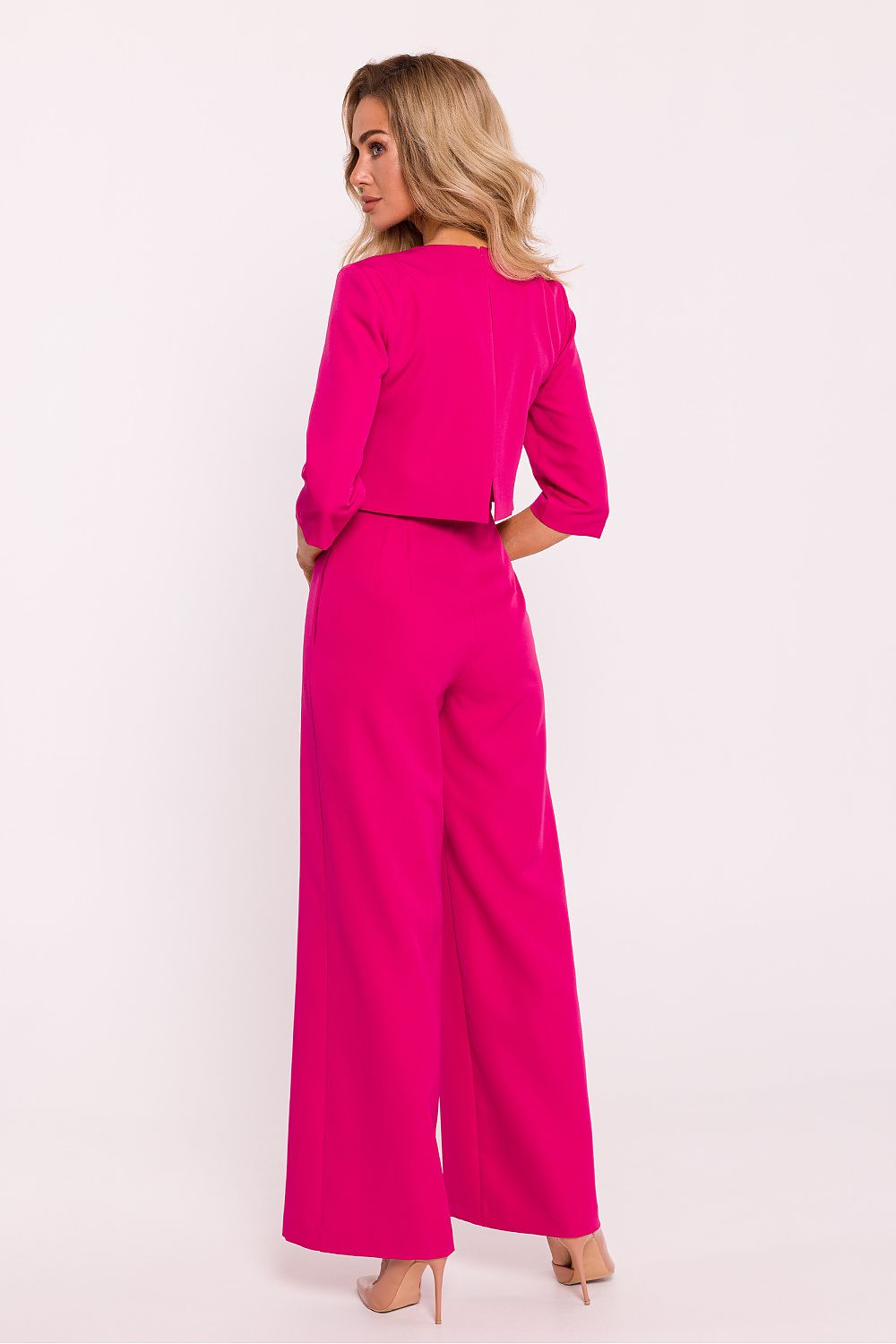 Buksedress / Jumpsuit - Moe til dame fra MS StyleHaven, laget av polyester, farge Rosa, størrelse M, med short ermer, perfekt til dress