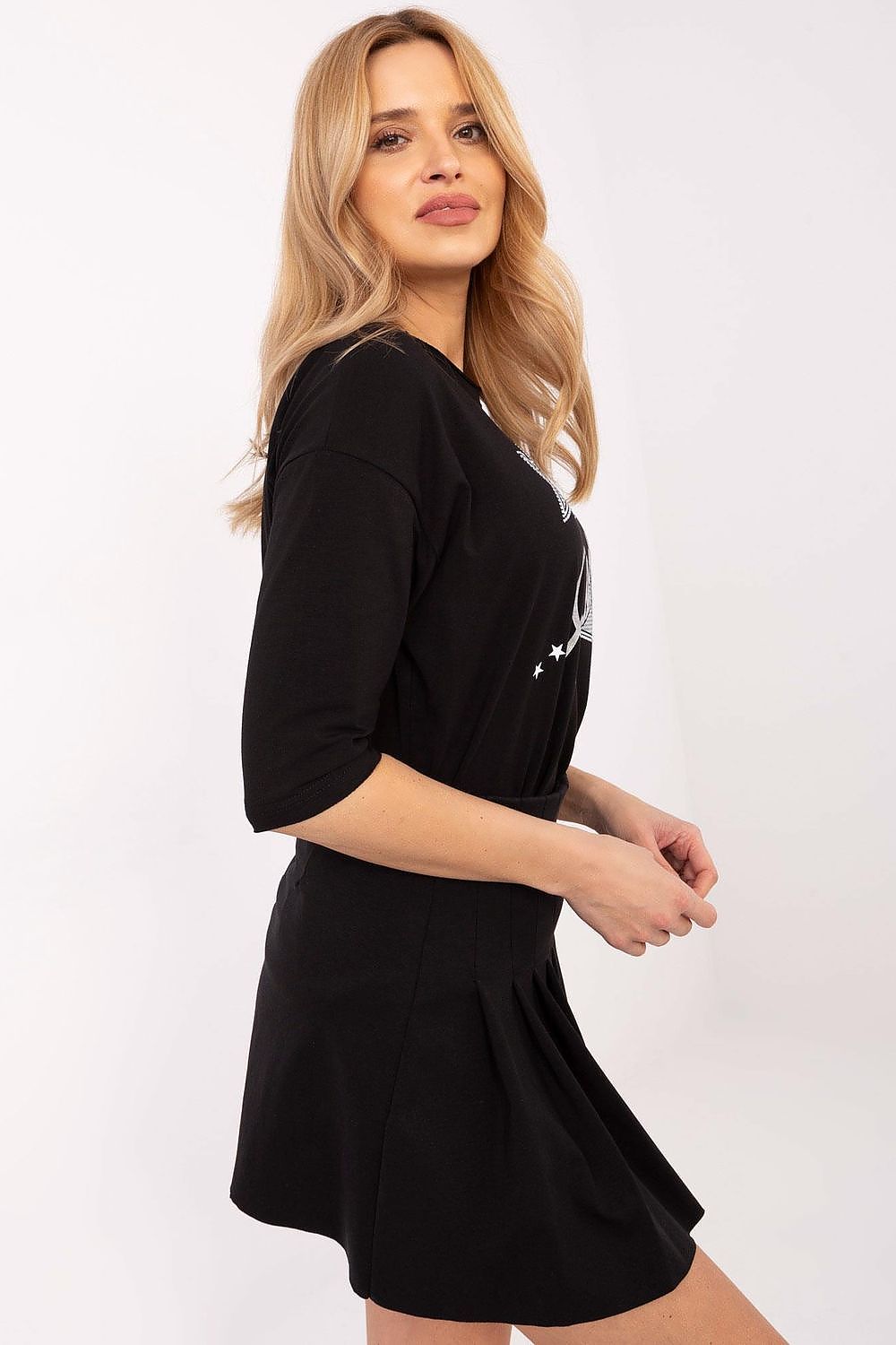 Mønstret hverdagsbluse dame - Blsse FP til dame fra MS StyleHaven, størrelse S, med short, bukselengde long, kjolelengde mini, kjolestil wrap; a-line