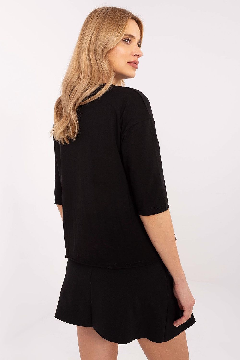 Mønstret hverdagsbluse dame - Blsse FP til dame fra MS StyleHaven, størrelse M, med short, bukselengde long, kjolelengde mini, kjolestil wrap; a-line