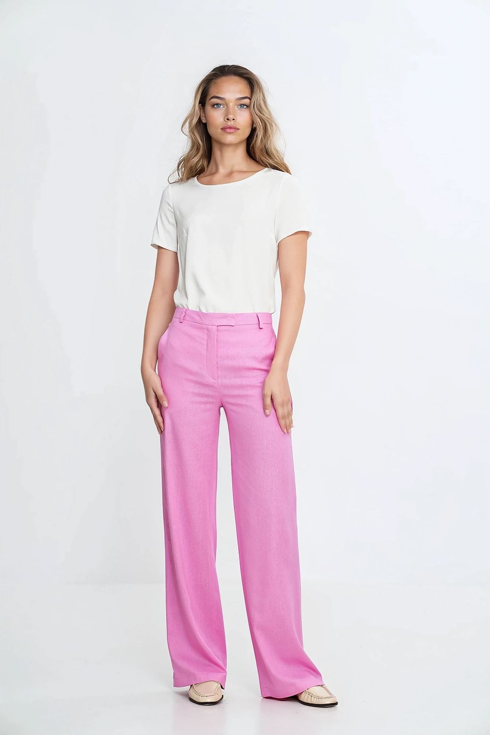 Rett passform Bluse Nife til dame fra MS StyleHaven, laget av Viskose, farge beige, størrelse 38, med short ermer, perfekt til casual; dress