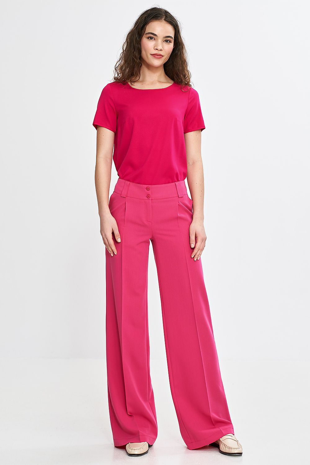 Rett passform Bluse Nife til dame fra MS StyleHaven, laget av Viskose, farge Rosa, størrelse 36, med short ermer, perfekt til casual; dress