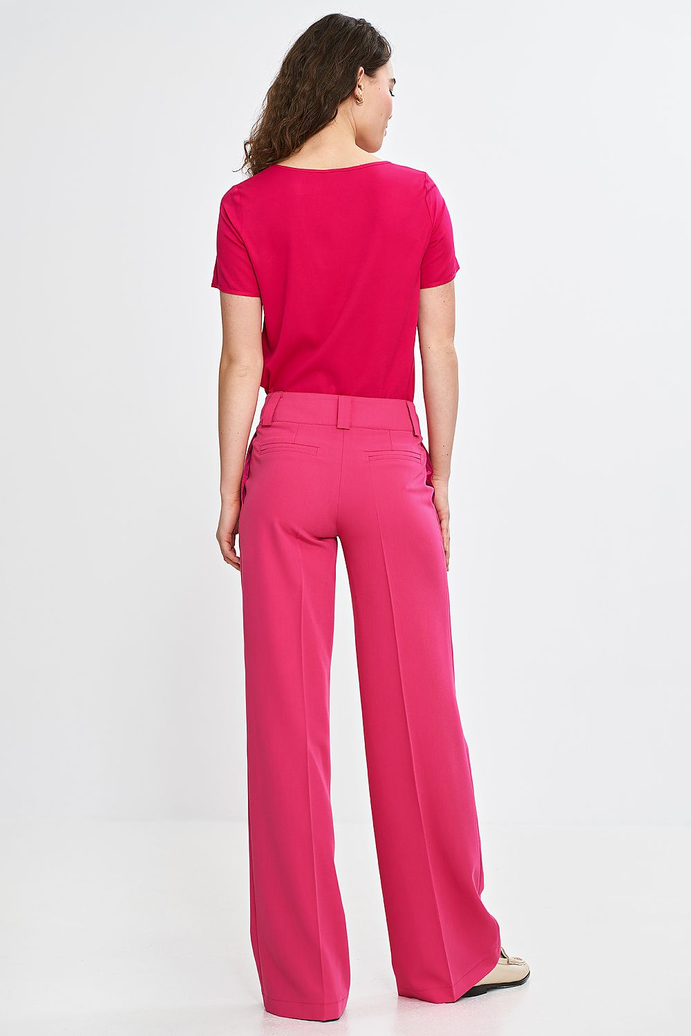 Rett passform Bluse Nife til dame fra MS StyleHaven, laget av Viskose, farge Rosa, størrelse 40, med short ermer, perfekt til casual; dress