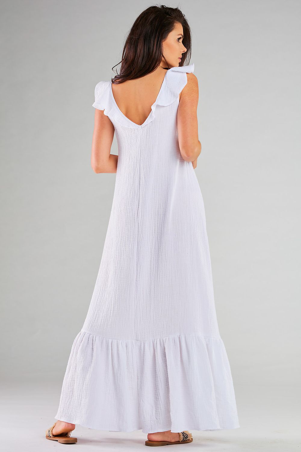 Dagkjole Infinite You til dame fra MS StyleHaven; laget av Bomull; Elastan-1; farge Hvit; størrelse L/XL; med long ermer; perfekt til dress