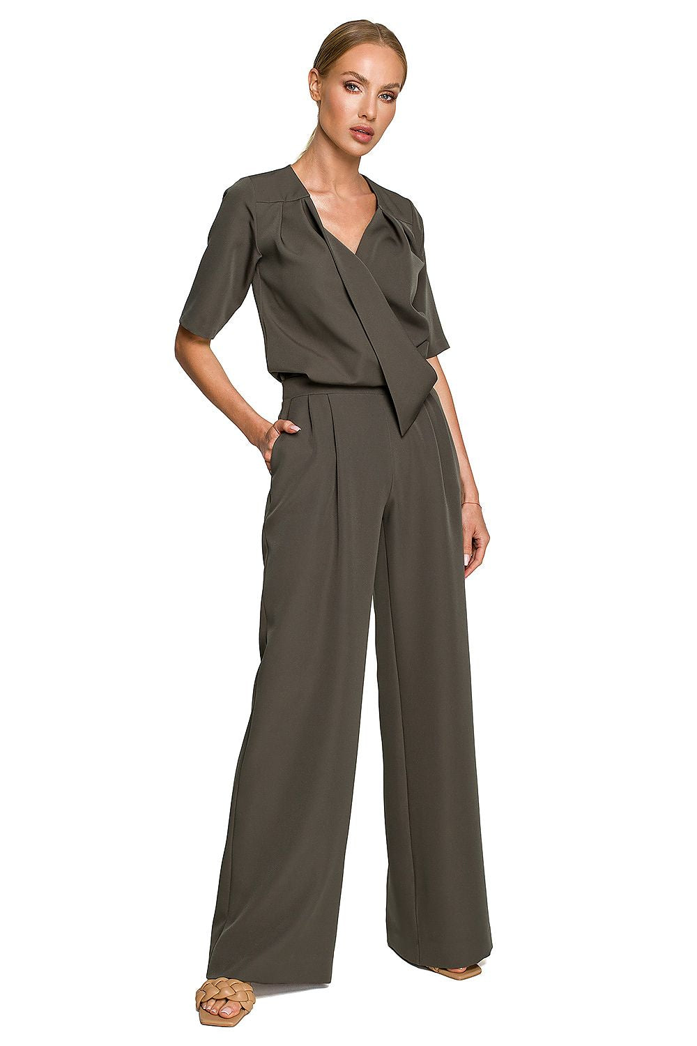 Jumpsuit - Moe til dame fra MS StyleHaven, laget av polyester, farge Grønn, størrelse L, med short ermer, perfekt til dress