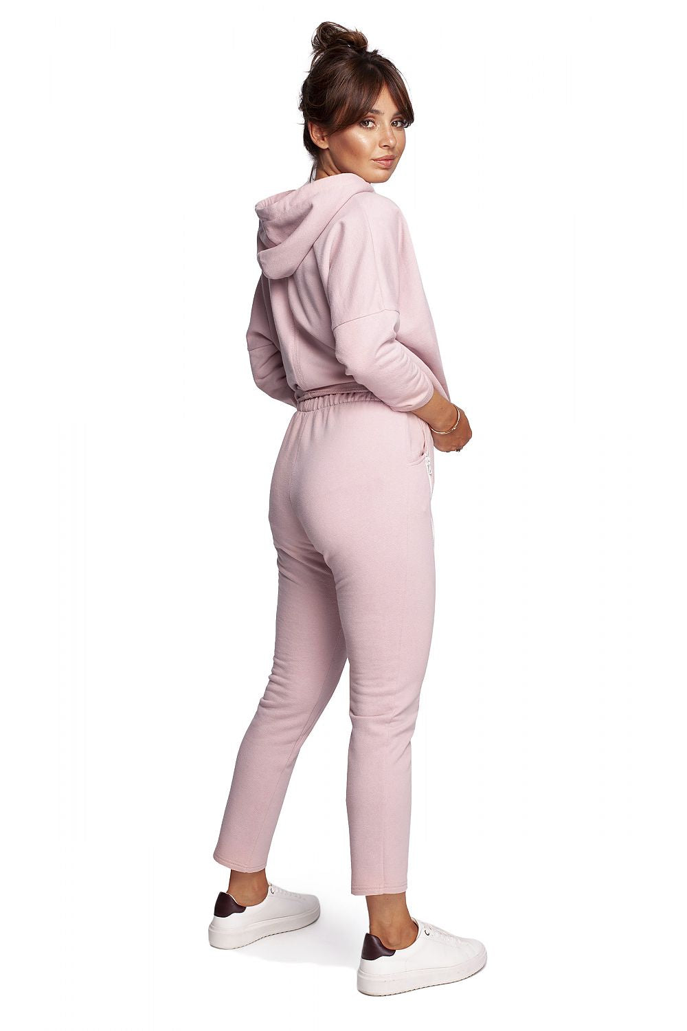Zip Effect – strukturstrikkede joggebukser med edgy detaljer - BeWear til dame fra MS StyleHaven, laget av Bomull; polyester, farge Rosa, størrelse M, med long ermer, perfekt til dress