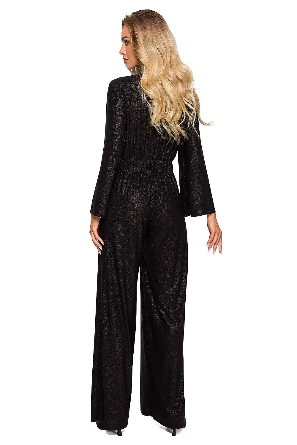 Jumpsuit - Moe til dame fra MS StyleHaven, laget av polyester, farge beige, størrelse L, med long ermer, perfekt til dress