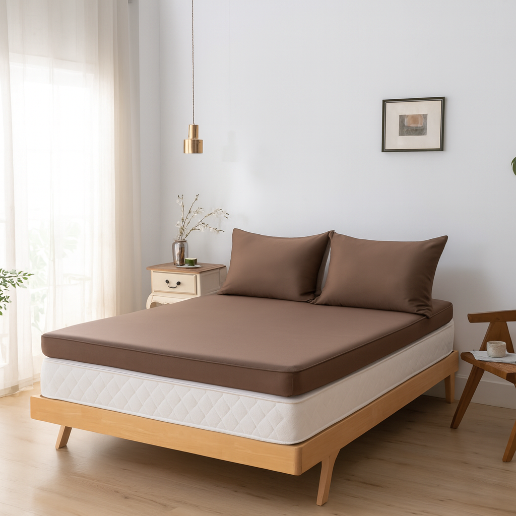 Hoeslaken (Topdekmatras) - Coffee Brown - Premium