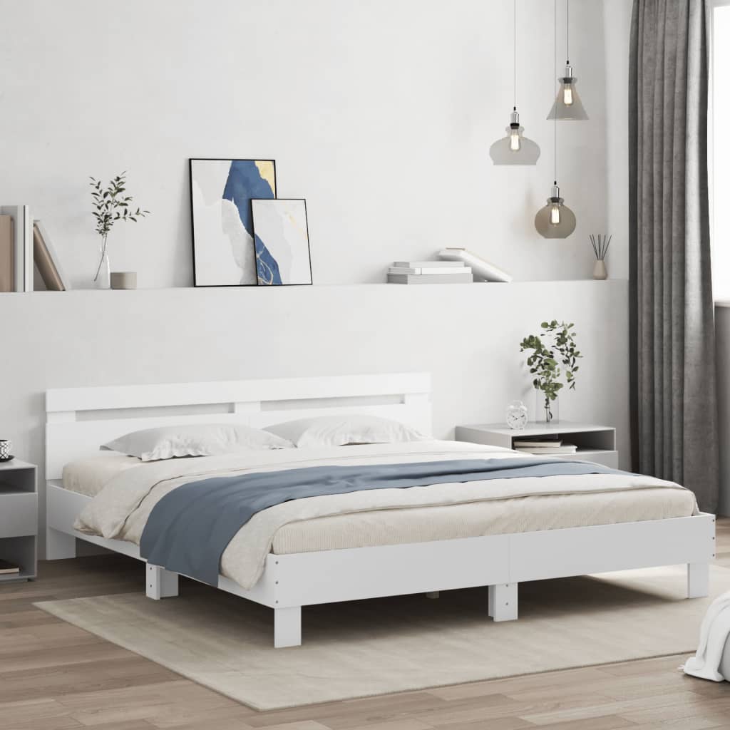 Queen size senger 150–160 cm med LED-lys fra MS StyleHaven™ – elegante dobbeltsenger med moderne belysning, komfort og tidløst design.