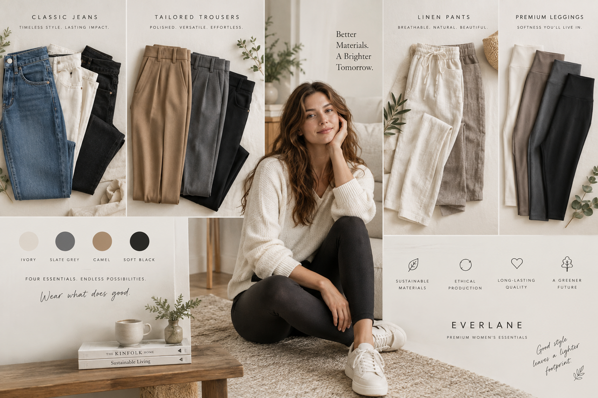 Women's pants and leggings collection featuring jeans, tights, and tailored trousers.