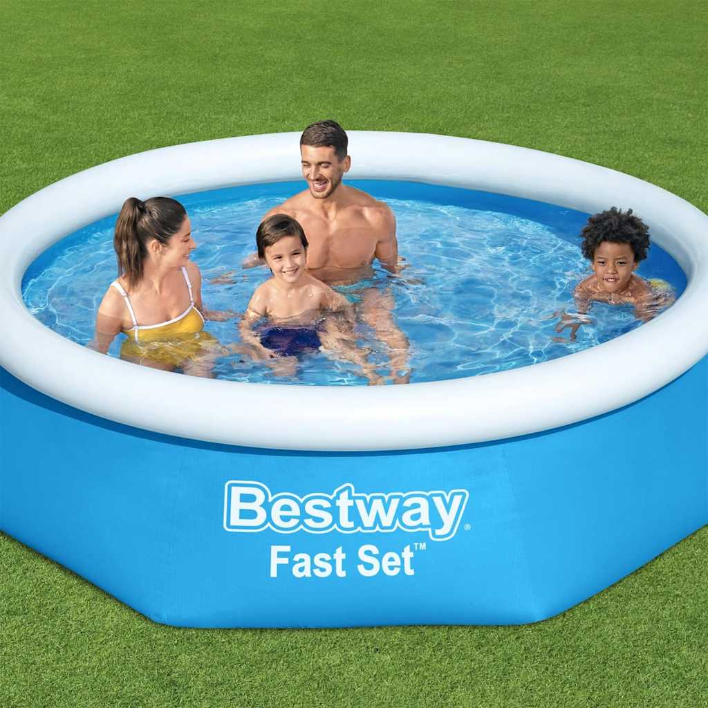 Bestway Oppblåsbart Svømmebasseng Fast Set Rundt 244X61 Cm 57265