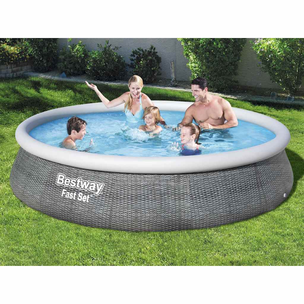 Bestway Oppblåsbart Basseng Fast Set Med Pumpe 396X84 Cm