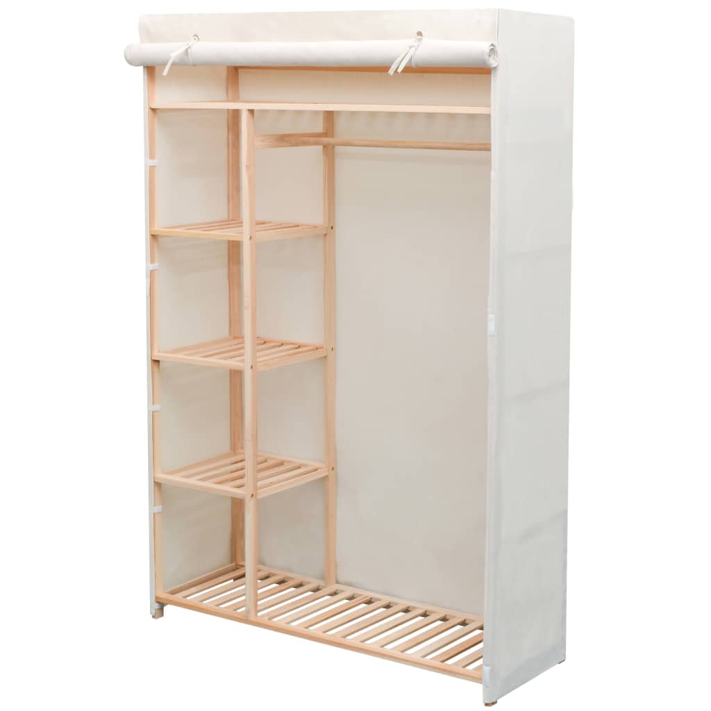 Garderobeskap I Stoff Og Furu 110X40X170 Cm