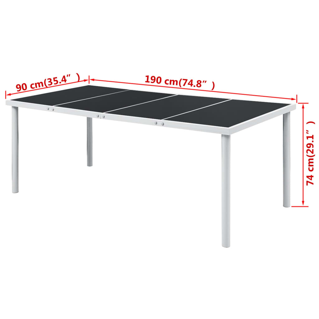 Hagebord 190X90X74 Cm Svart Stål