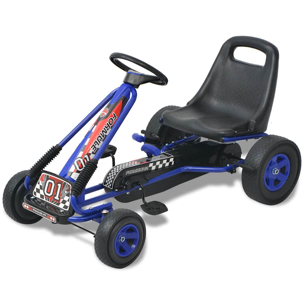 Pedal--Go-Kart Med Justerbar Sete Blå